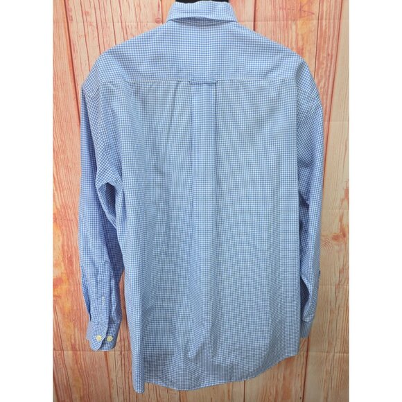 Orvis Mens Button-Down Blue Gingham Long Sleeve Shirt Size Medium 100% Cotton - Picture 2 of 6